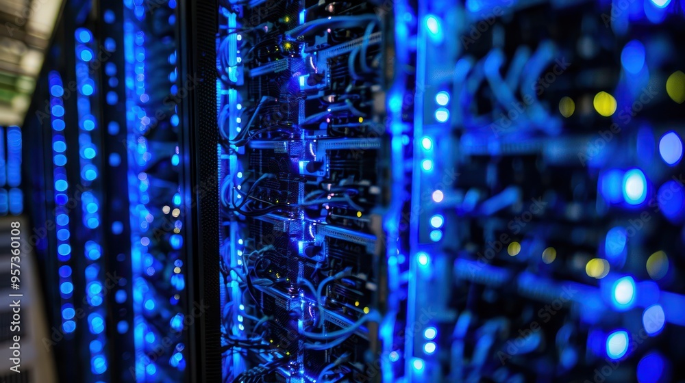 Server Room with Blue Lights Server Room with Blue Lights
