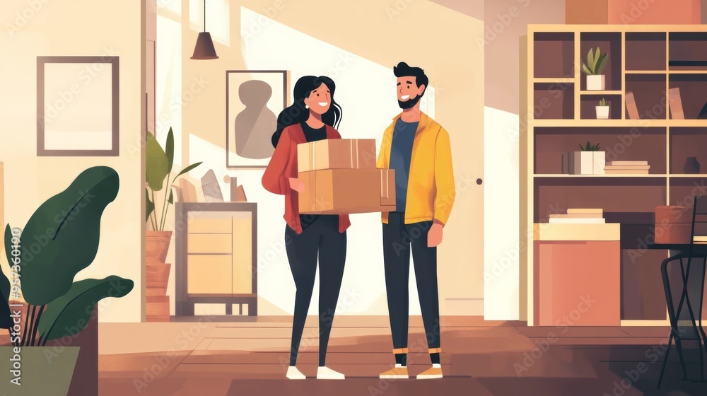 Couple moving in. Couple moving in.