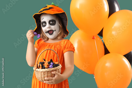 Little girl dressed for Hal...