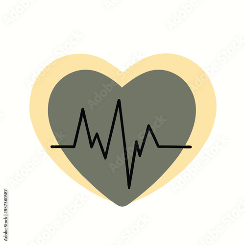 a Heart Beat pulse line, vector silhouette, isolated white background 