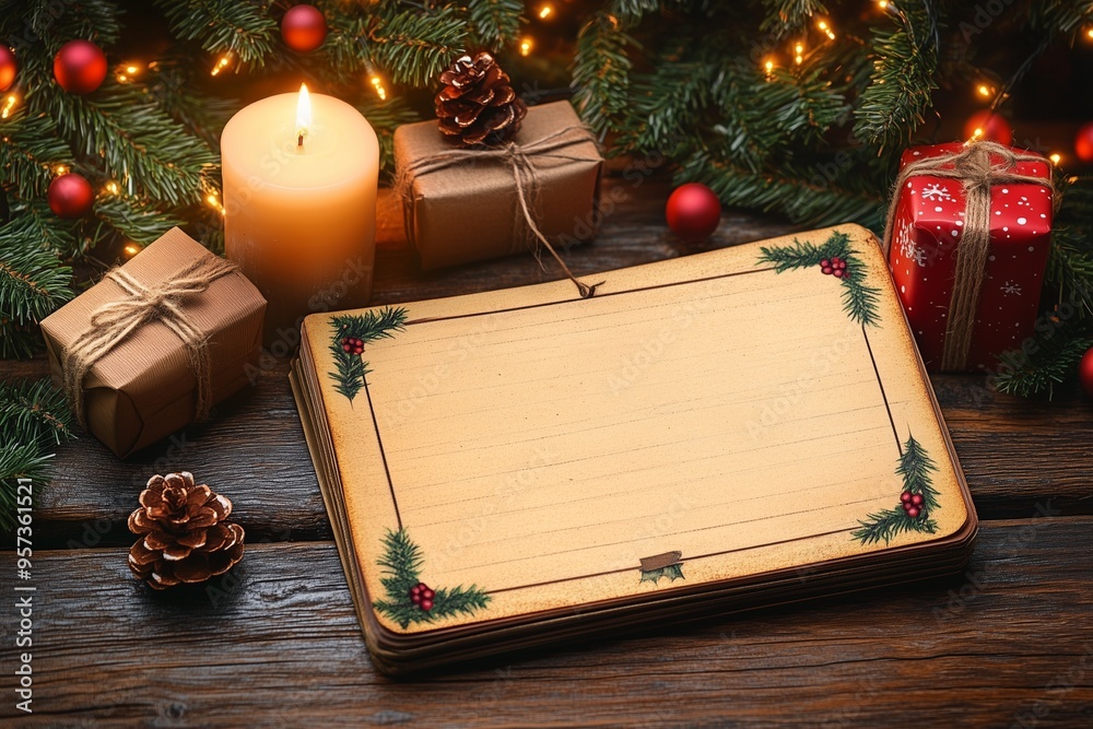 Fototapeta premium Christmas memories and nostalgia on a wooden background