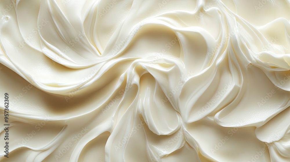 Obraz premium Close-up of smooth cream. Perfect for packaging designs, blogs, or social media posts for food and beauty products.