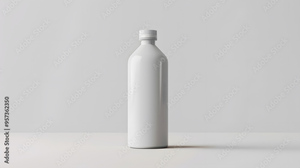 A 3D render of a white, modern water bottle on a clean, neutral background. A 3D render of a white, modern water bottle on a clean, neutral background.