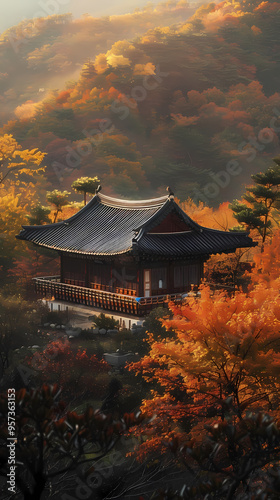 japanese temple at sunset