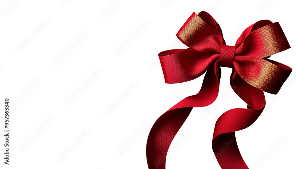 A vibrant red ribbon bow with gracefully flowing tails, A vibrant red ribbon bow with gracefully flowing tails,