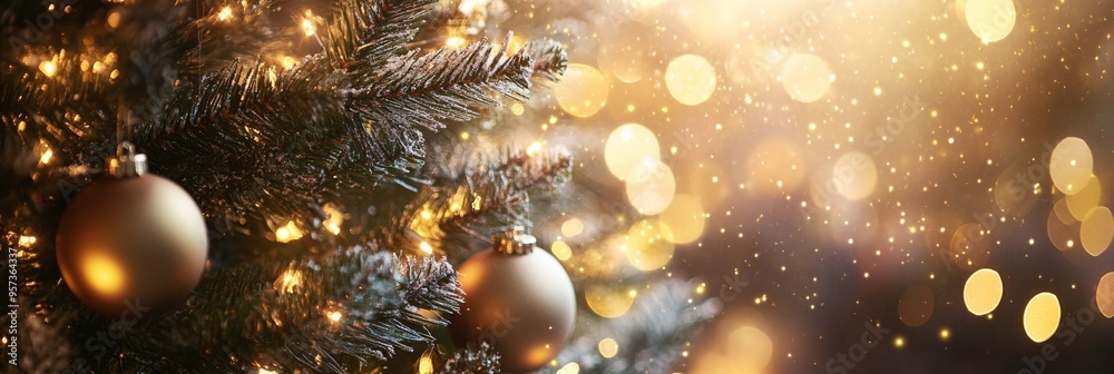 This enchanting Christmas tree features shimmering ornaments and twinkling lights, creating a warm and festive atmosphere perfect for the holiday season This enchanting Christmas tree features shimmering ornaments and twinkling lights, creating a warm and festive atmosphere perfect for the holiday season