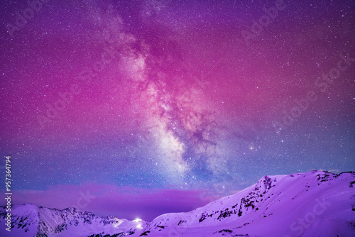 Aurora-painted Milky Way photo