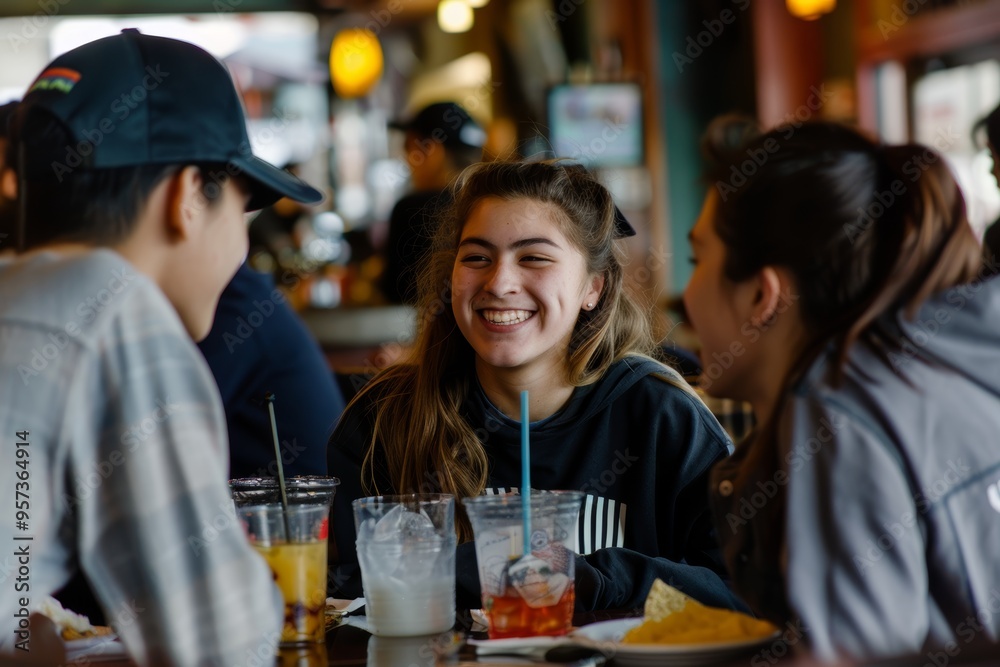 High School Graduates Celebrating College Acceptances with Dinner at Local Restaurant High School Graduates Celebrating College Acceptances with Dinner at Local Restaurant