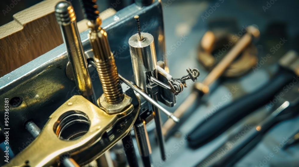 Obraz premium Close Up of a Mechanical Tool