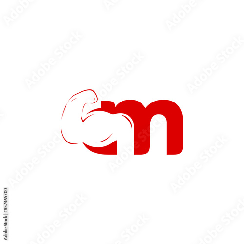 A combination logo between fitness hands with letters, numbers, alphabet, initials with a red base color for business purposes and others