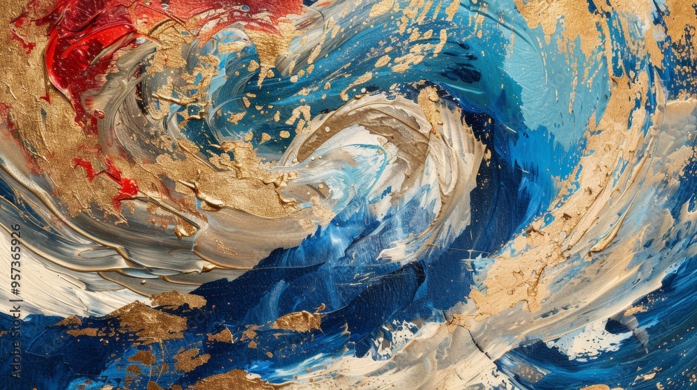 Vibrant Abstract Art with Swirling Colors and Gold Accents Vibrant Abstract Art with Swirling Colors and Gold Accents