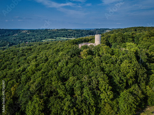 Lipowiec Castle in Babice, aerial shot