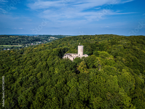 Lipowiec Castle in Babice, aerial shot photo