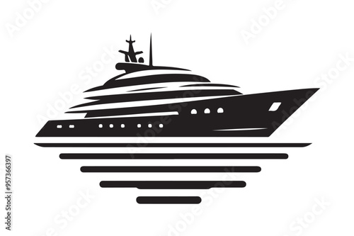 Premium Superyacht Silhouette Vector Illustrations for Luxurious Designs photo