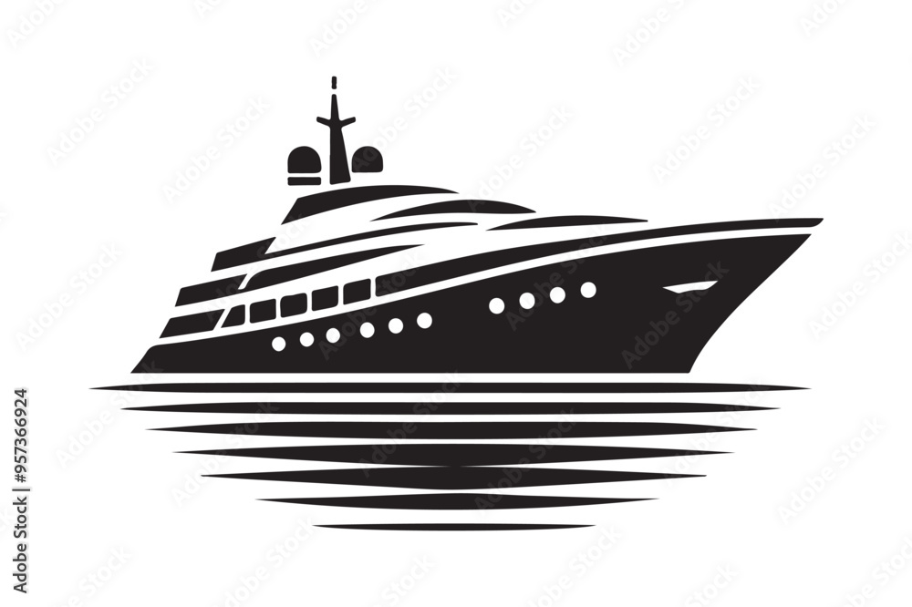 Premium Superyacht Silhouette Vector Illustrations for Luxurious Designs Premium Superyacht Silhouette Vector Illustrations for Luxurious Designs