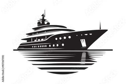 Premium Superyacht Silhouette Vector Illustrations for Luxurious Designs
