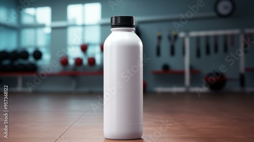 mockup metal water white flask bottle
