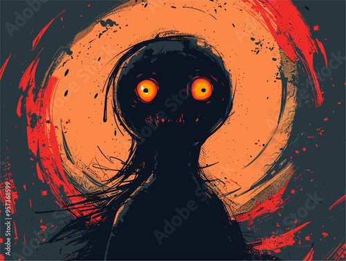 Abstract Horror Icon in Doodle Style: Minimalistic, Intriguing, and Spooky