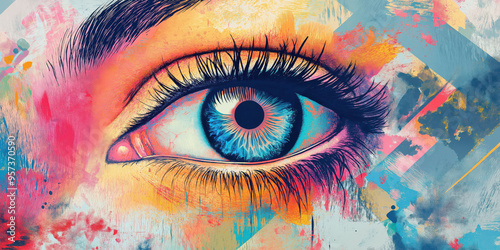 Vibrant abstract eye: a colorful blend of art and vision in contemporary stock photography