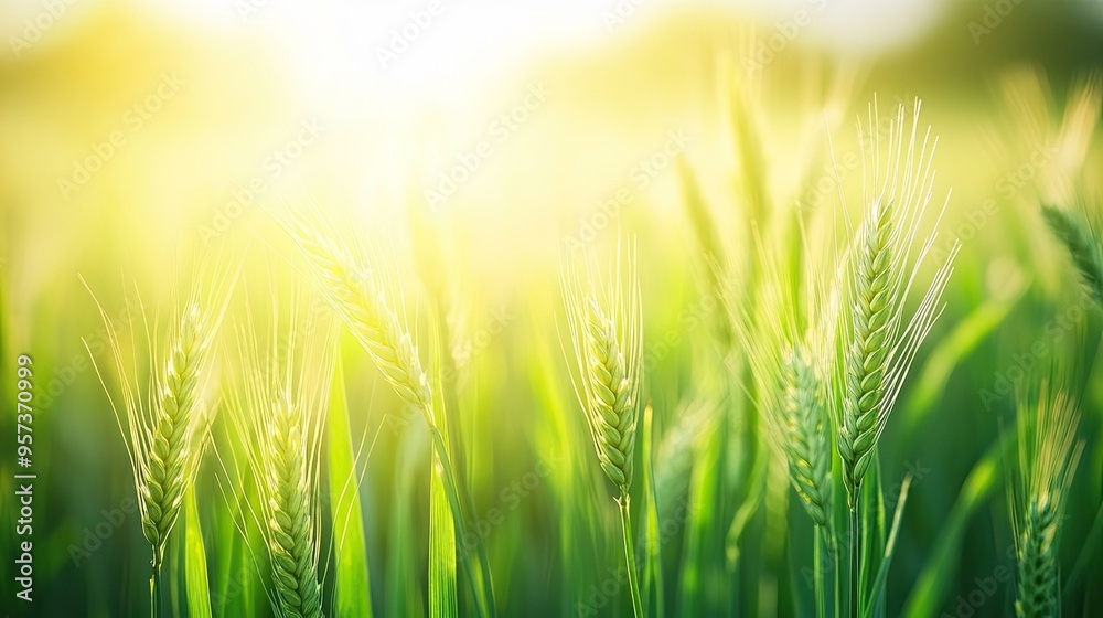 Close-Up of a Lush Green Wheat Field with Sun Rays and Blurred Background in High Resolution
Close-Up of a Lush Green Wheat Field with Sun Rays and Blurred Background in High Resolution