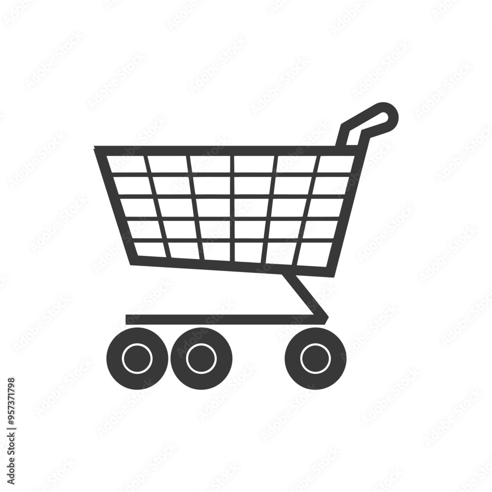 Black and White Line Drawing of a Shopping Cart Black and White Line Drawing of a Shopping Cart