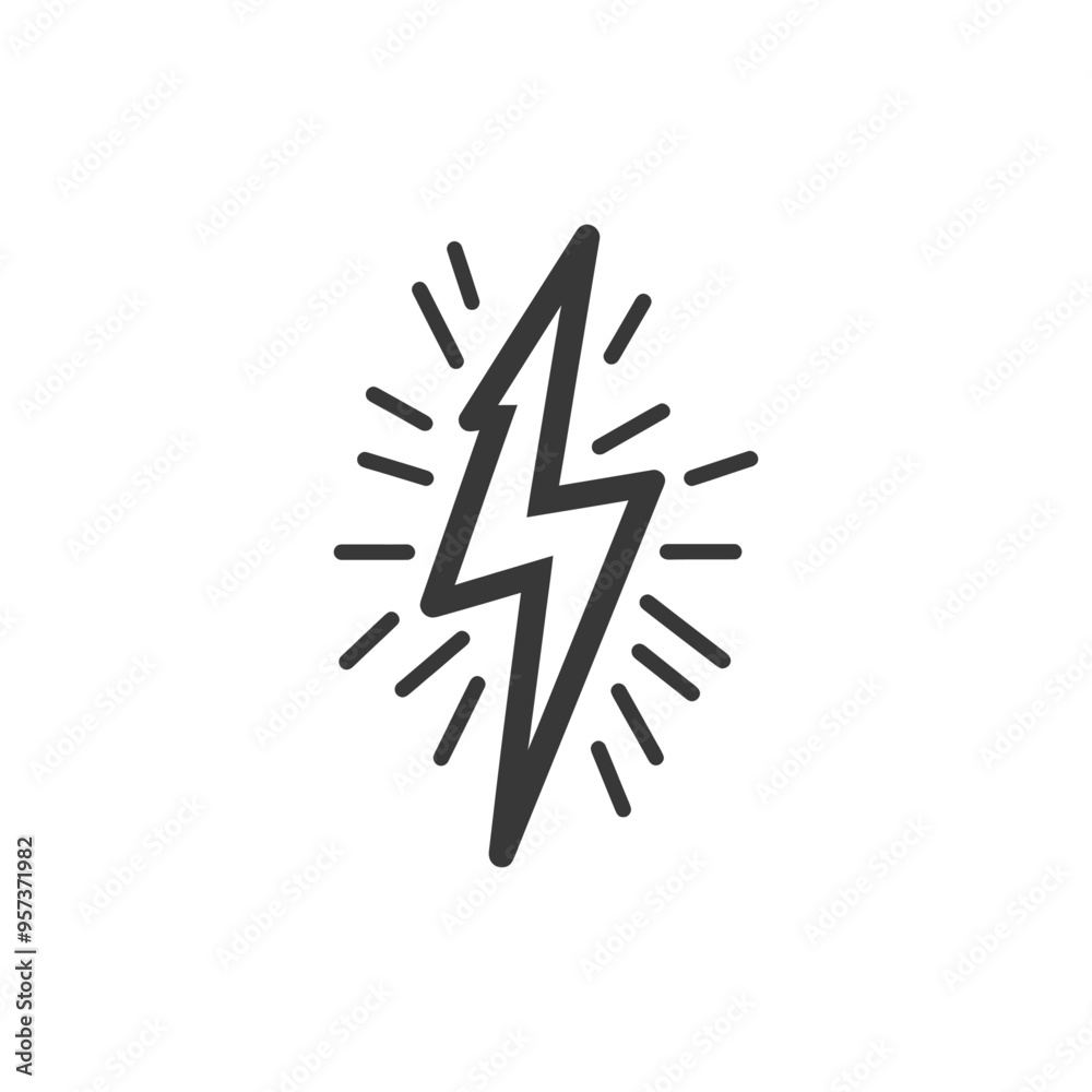 A stylized lightning bolt with radiating lines A stylized lightning bolt with radiating lines