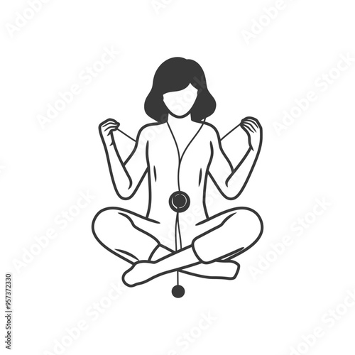 A woman meditating while holding a pendulum in her hands