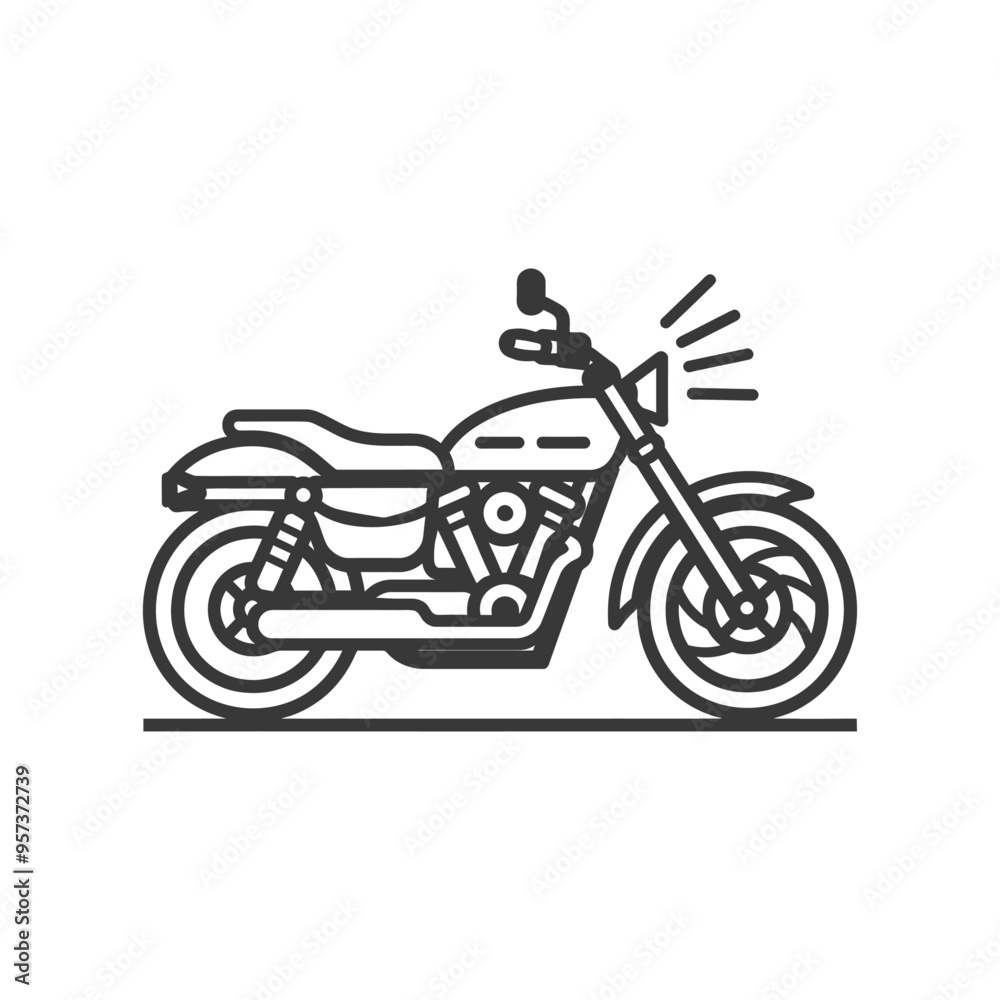 Obraz premium Black and white line drawing of a motorcycle