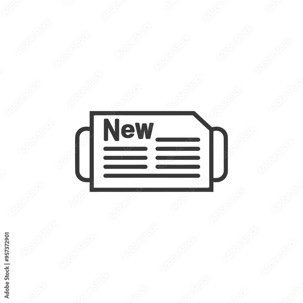 Black and White Line Drawing of a Newspaper with the Word New Black and White Line Drawing of a Newspaper with the Word New