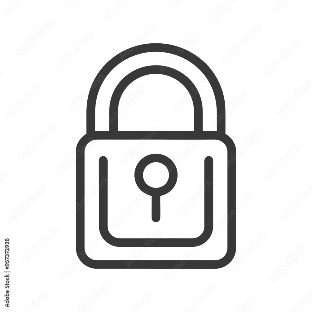 Black and White Line Drawing of a Padlock Black and White Line Drawing of a Padlock