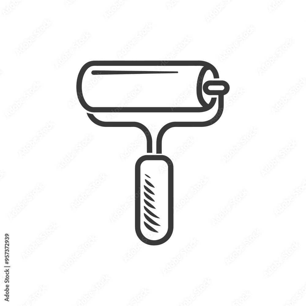 Black and White Line Drawing of a Paint Roller Black and White Line Drawing of a Paint Roller