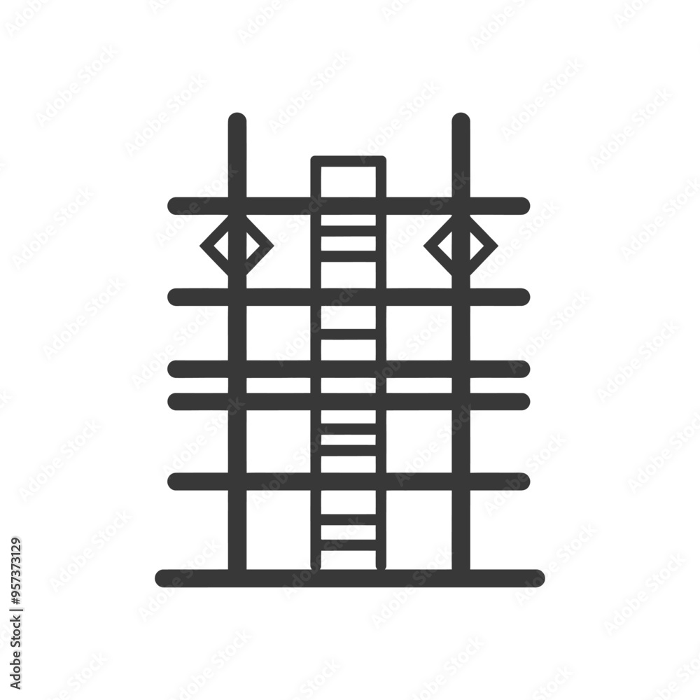 Black and White Line Drawing of a Scaffolding Structure Black and White Line Drawing of a Scaffolding Structure