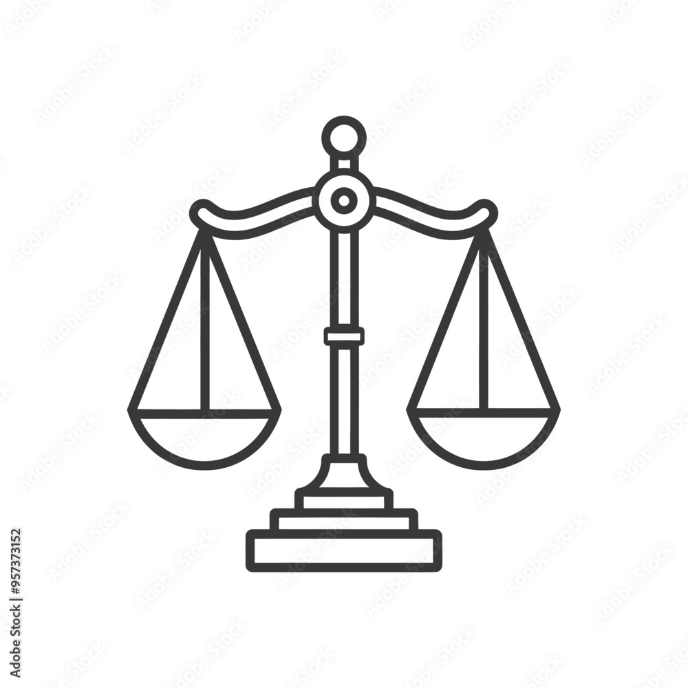 Black and White Line Drawing of a Scale Black and White Line Drawing of a Scale