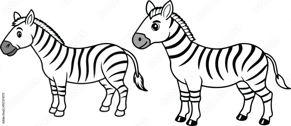 Vector of cartoon zebra illustration on white Vector of cartoon zebra illustration on white