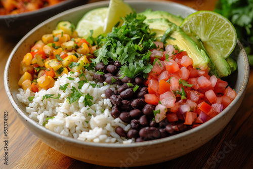 Create a vibrant bowl of fresh ingredients with colorful veggies and grains for a satisfying meal at a sunny picnic