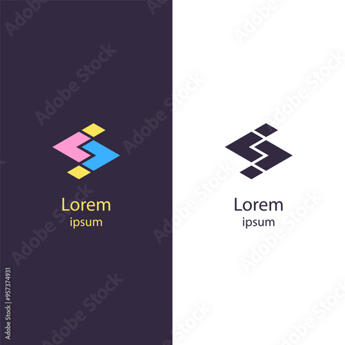 Modern geometric logo with bold shapes and minimalist design, perfect for branding, corporate identity, and technology-related businesses.