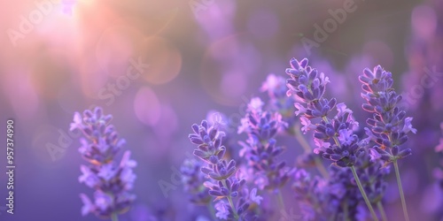 Soft focus on lavender blooms in the garden