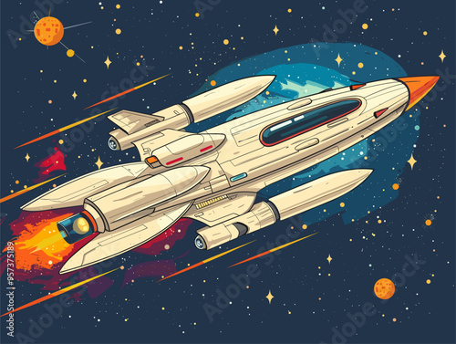 Cosmic Voyage: A Retro-Futuristic Adventure in the Vast Expanse of Space