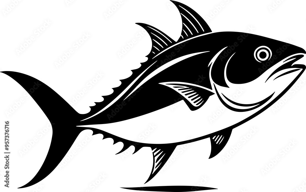 Tuna fish silhouette isolated on white background Tuna fish silhouette isolated on white background