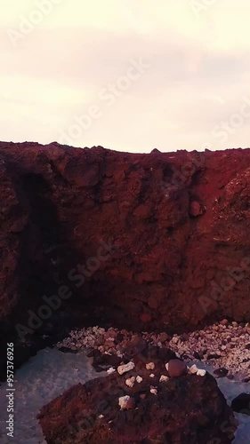 A flyover aerial of Manele Point on the Hawaii island of Lanai. photo