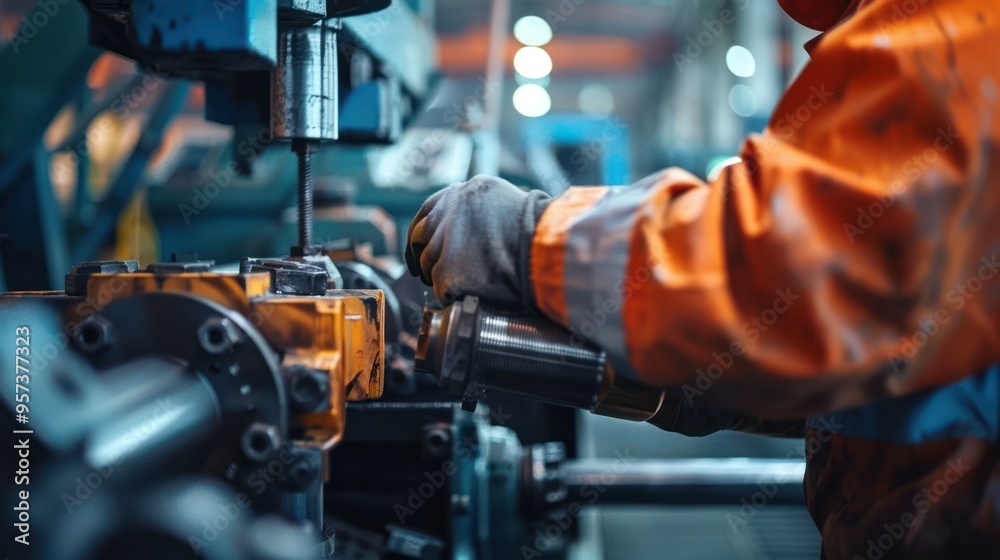 Industrial Worker Using Machinery Industrial Worker Using Machinery