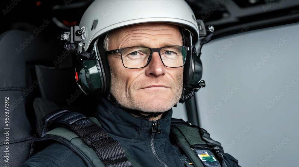 An engineer stands confidently with a white helmet, glasses, and earmuffs, set against a grey background, showcasing a blend of professionalism and artistry An engineer stands confidently with a white helmet, glasses, and earmuffs, set against a grey background, showcasing a blend of professionalism and artistry