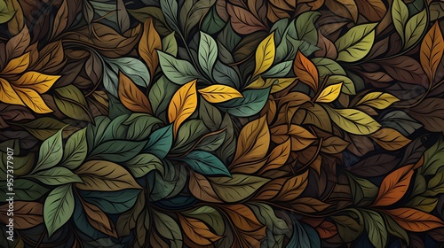 Patterns formed by the overlapping and interweaving branches and leaves of a dense forest, creating a captivating natural mosaic.