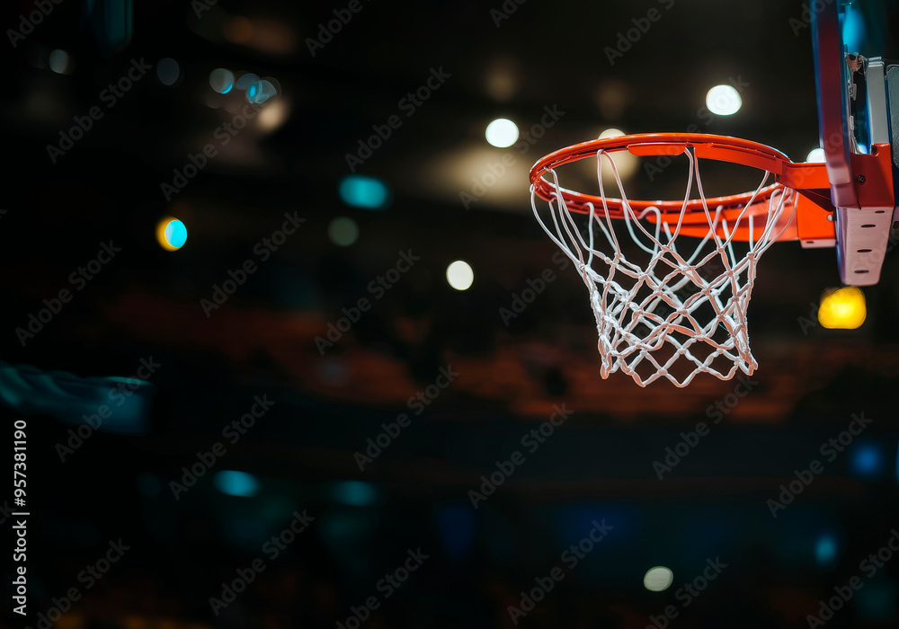 Side view of the basketball basket in the arena. Copy space Side view of the basketball basket in the arena. Copy space