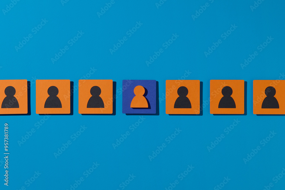 Leadership Concept With Unique Highlighted Icon In Row Leadership Concept With Unique Highlighted Icon In Row