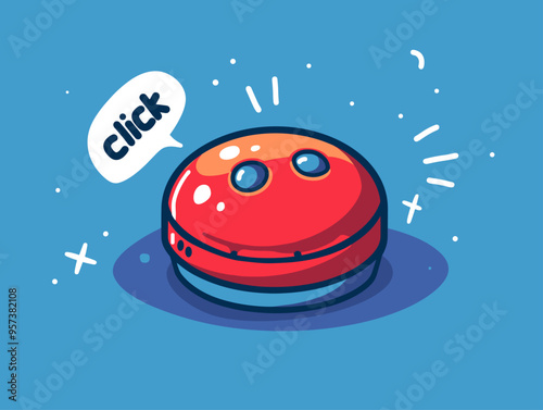 Charmingly Retro Cartoon Button: Press for Instant Gratification and Digital Delight