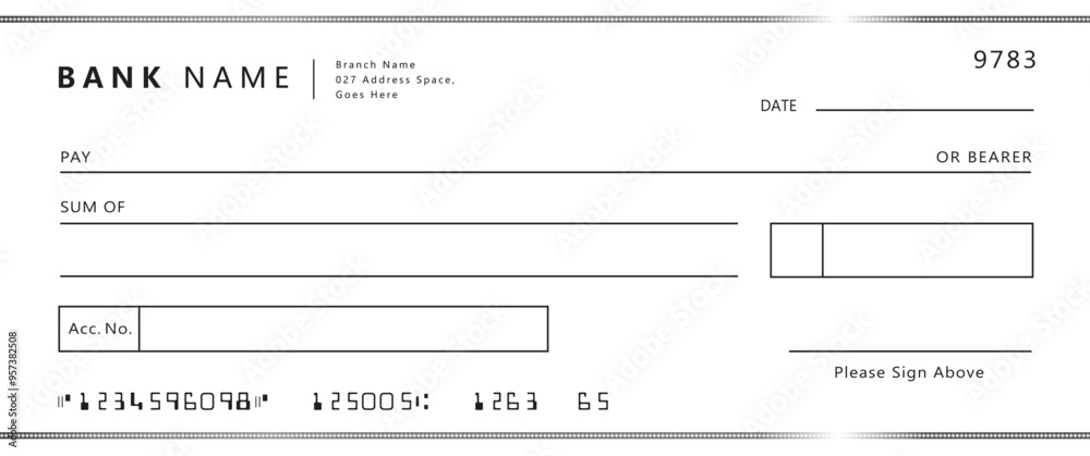 Blank bank check, checkbook cheque template with blue guilloche, vector mockup. Money payment bank check voucher or pay cash cheque certificate, account bill paycheck Blank bank check, checkbook cheque template with blue guilloche, vector mockup. Money payment bank check voucher or pay cash cheque certificate, account bill paycheck