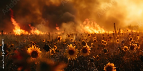 Safflower crop endangered by roaring wildfire photo