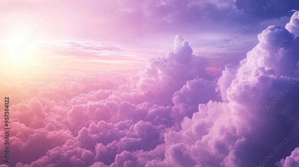 Fantasy sky with sugar cotton purple clouds in a dreamy background generative ai Fantasy sky with sugar cotton purple clouds in a dreamy background generative ai
