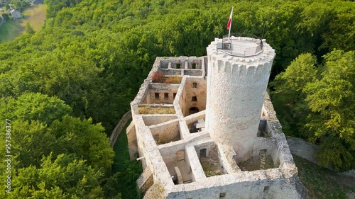 Lipowiec Castle in Babice, aerial shot photo